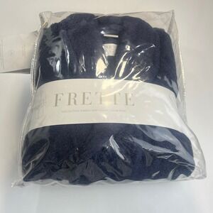 Frette 100% Cotton Turkish Terry Shawl Collar Robe Navy Blue L/XL Unisex New